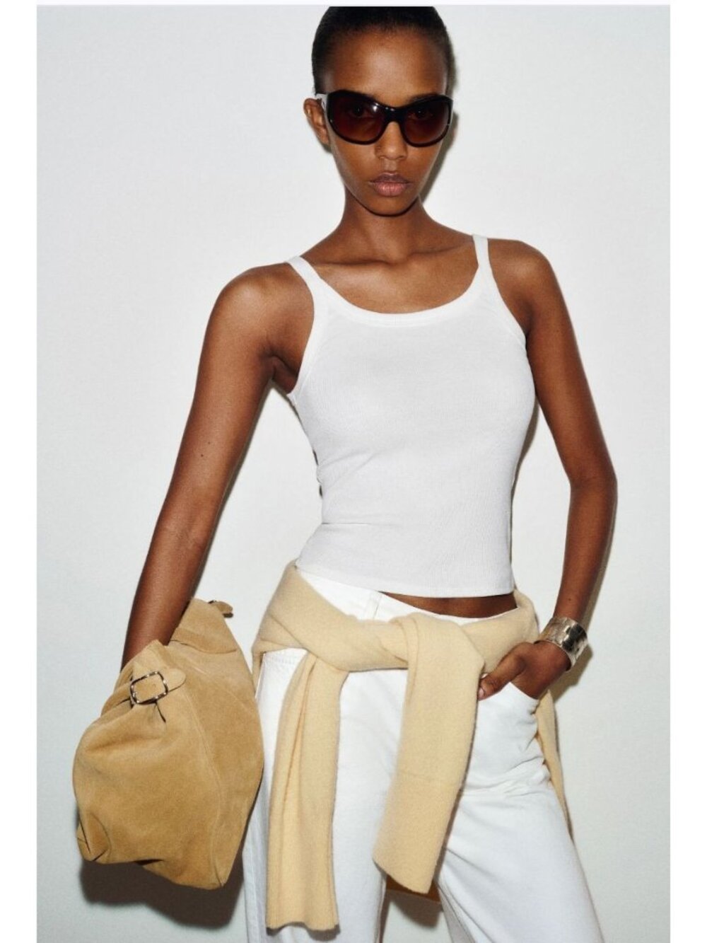 Reformation Calie Tank Knit Tank Womens Ribbed Tank Top White XS TENCEL Blend Ma